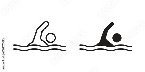 Swimming icon symbol in filled and line style. Vector icon collection