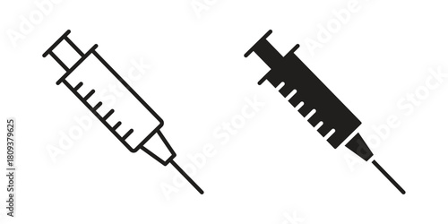 Syringe icon symbol in filled and line style. Vector icon collection