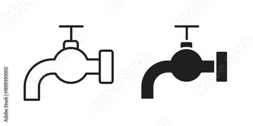 Tap icon symbol in filled and line style. Vector icon collection