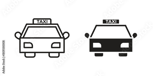 Taxi icon symbol in filled and line style. Vector icon collection