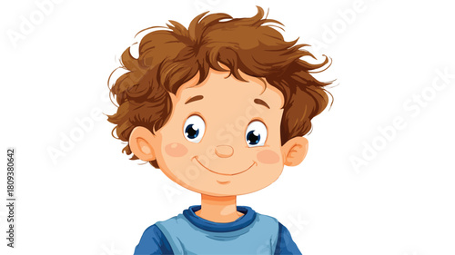 Happy Little Boy Smiling on White Background Vector Illustration