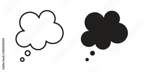 Think bubble icon symbol in filled and line style. Vector icon collection