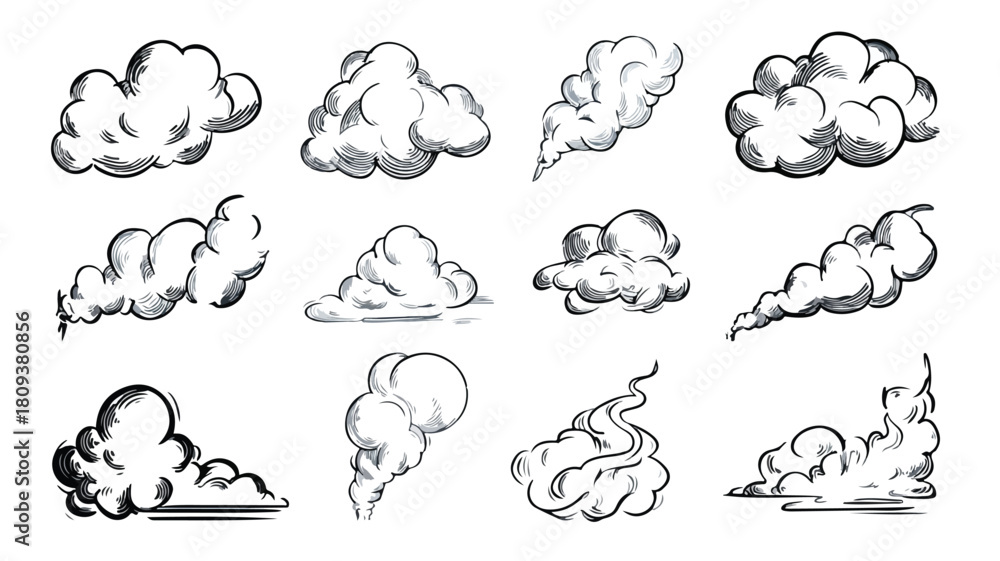 Fototapeta premium Modern Smoke and Steam Vector Icon Set for Professional Designs