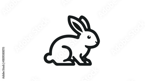 Elegant Solid Rabbit Icon for Domestic Animals Concept - Bunny Vector