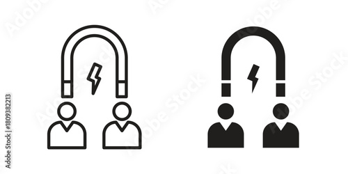 User engagement icon symbol in filled and line style. Vector icon collection