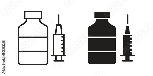 Vaccination icon symbol in filled and line style. Vector icon collection