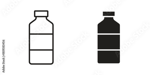 Water bottle icon symbol in filled and line style. Vector icon collection