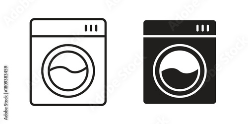 Washing machine icon symbol in filled and line style. Vector icon collection