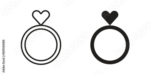 Wedding ring icon symbol in filled and line style. Vector icon collection