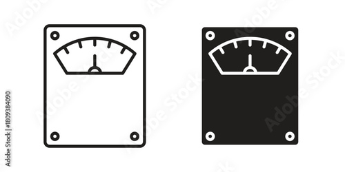 Weight scale icon symbol in filled and line style. Vector icon collection