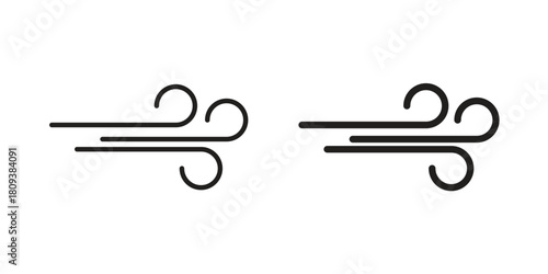 Windy icon symbol in filled and line style. Vector icon collection