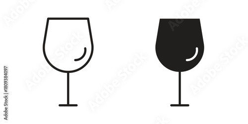 Wine glass icon symbol in filled and line style. Vector icon collection