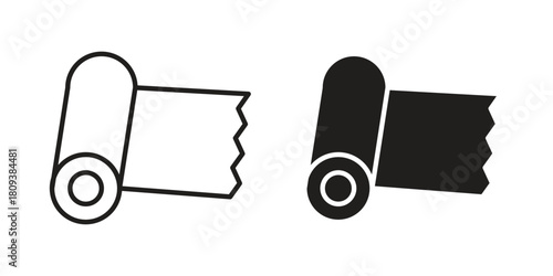 Yoga mat icon symbol in filled and line style. Vector icon collection