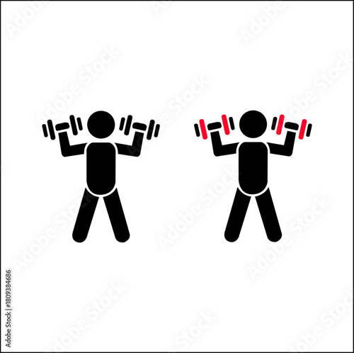 Two figures lifting dumbbells in a distinctive silhouette style