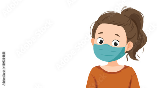 Professional Young Girl Sharing Protective Mask Vector Illustration