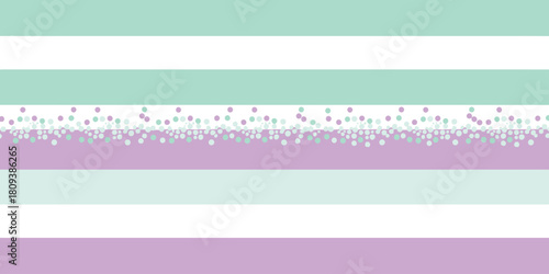 A pastel striped background with confetti in shades of green purple and white horizontal stripes design
