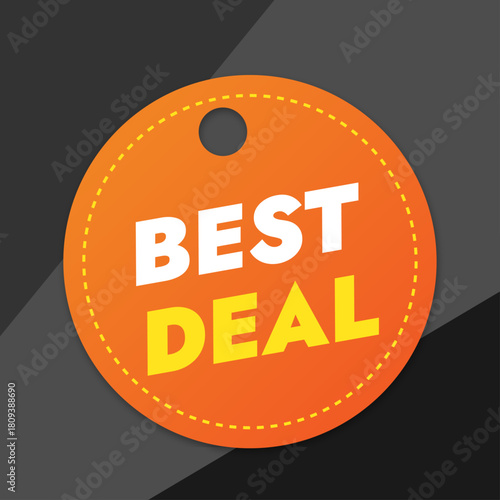Big offer tag best prices advertising orange sticker flat vector design