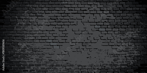 Dark gray brick wall texture with grunge effect and vignette