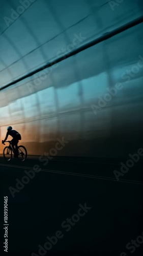 Abstract tunnel interior with streaks of light, suggesting motion