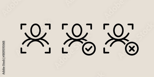 Abstract human figures with icons representing approval and rejection