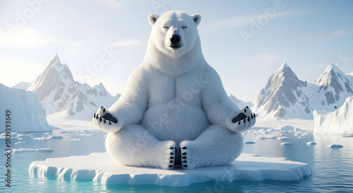 Zen Polar Bear Meditating on Iceberg – Funny Yoga Arctic