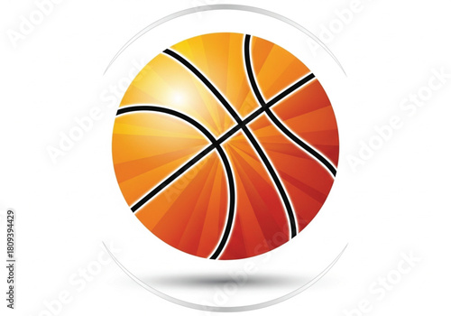 Basketball with orange and yellow colors and black lines.