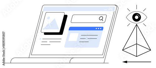 Search engine concept. Search engine interfaces enhance online visibility and data organization. Search engine tools optimize digital navigation and user engagement. Use for SEO, analytics, tech