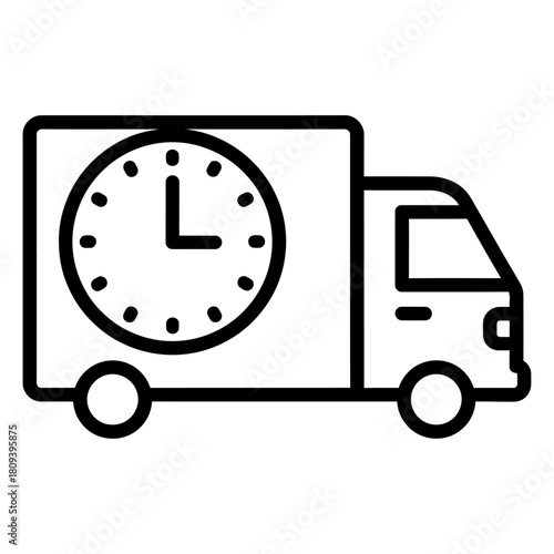 Delivery truck with clock icon symbolizing time sensitive shipping