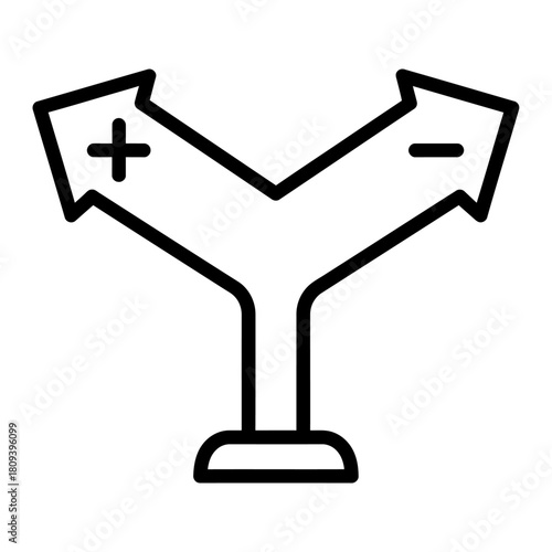 Fork in the road with plus and minus signs indicating choices