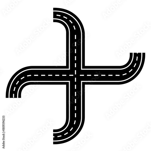 Stylized crossroads with four curved offramps