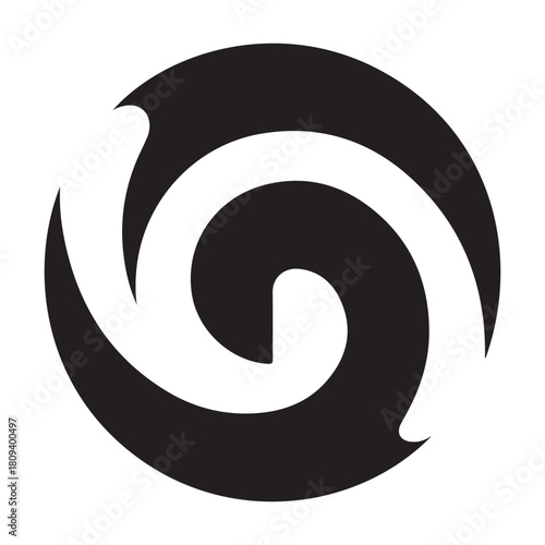 Abstract algorithm spiral mark design featuring a distinctive silhouette and vibrant color palette