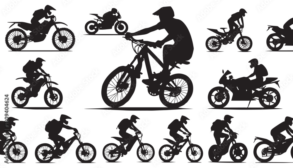 Obraz premium bicycle silhouette vector illustration, solid white background