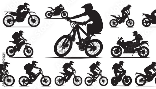 bicycle silhouette vector illustration, solid white background