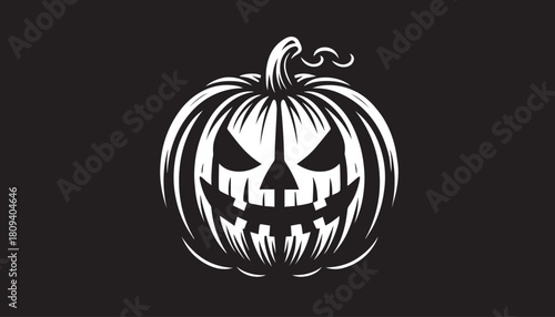 halloween pumpkin silhouette vector illustration, solid white background