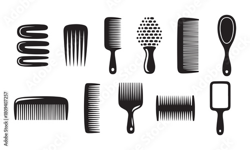Hair styling combs brushes mirror silhouette design bundle