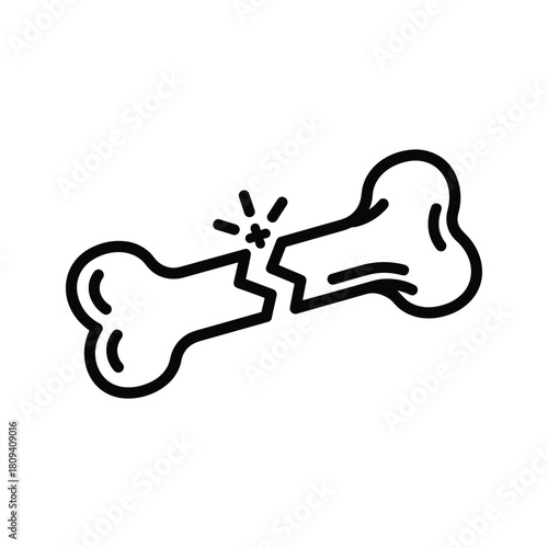 Broken human bone icon representing injury, fracture, trauma, or medical condition