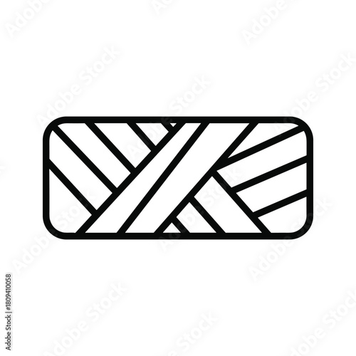 Medical bandage or cast line art illustration, symbolizing injury, recovery, and first aid