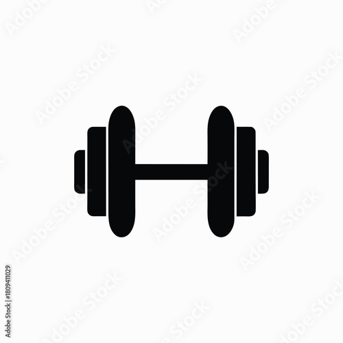 Black dumbbell icon isolated on white background