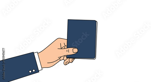 Illustration of hand receiving and holding card with hand offering the card.
