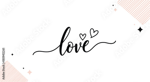 Vector background image featuring the word "love" handwritten in black over a minimal modern pastel background.