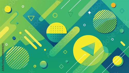 An abstract background composed of various geometric shapes and intersecting lines in vibrant colors..eps