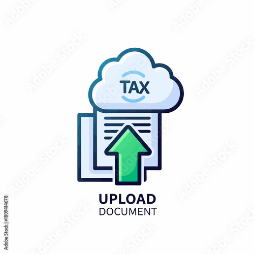 Cloud-based digital tax document upload for online financial record management and secure data submission process icon