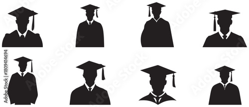 Graduation man icon. Master study celebration people design.