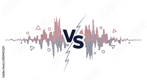 Abstract versus battle or competition screen with two opposing sound waves and "VS" text.