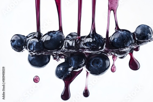 Fresh Blueberries Dripping with Sweet Sauce for Indulgent Culinary Delights