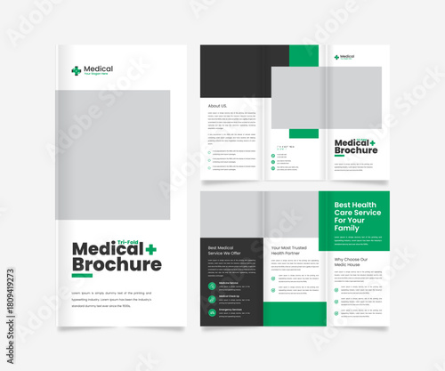 Healthcare medical trifold brochure design template