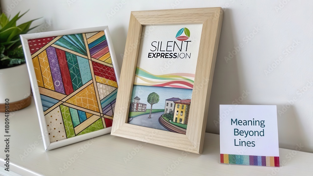 Fototapeta premium Wooden Picture Frame with Artwork on Display