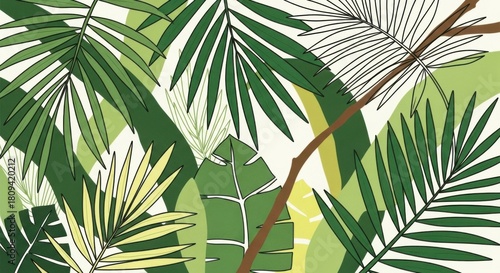 Lush tropical foliage design showcasing an abundance of green leaves