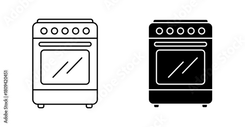 Kitchen Stove Icon, Gas Burner Cooking Range Vector for Home Appliance and Culinary UI Design