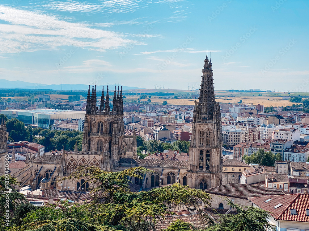 Obraz premium the Gothic towers of Burgos Cathedral, Spain